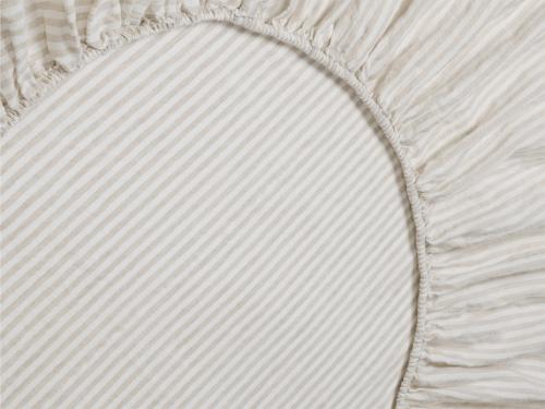 Oatmeal Stripe 100% Linen Fitted Sheet Product View
