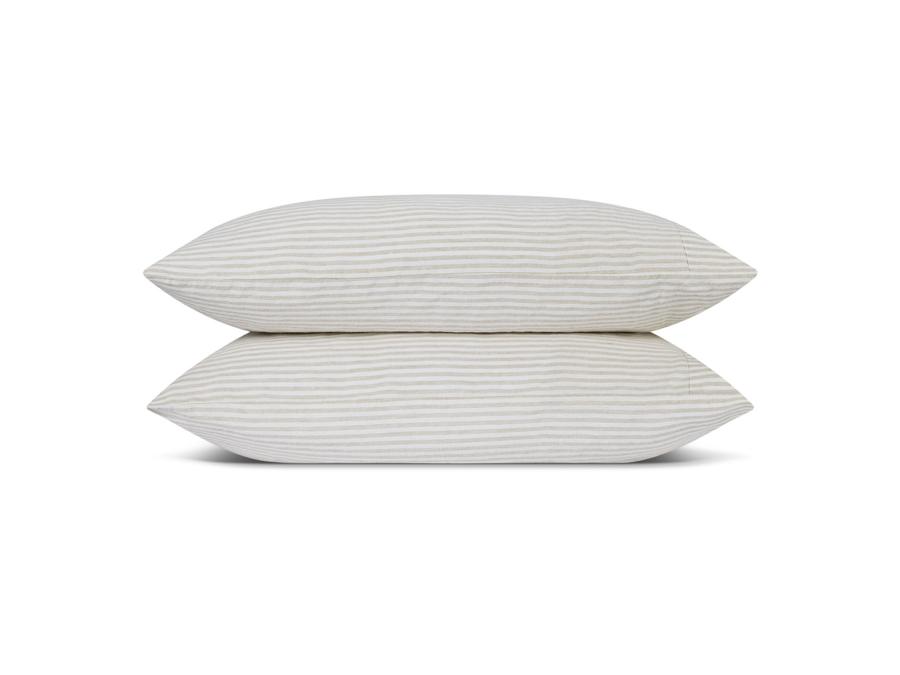 Oatmeal Stripe 100% Linen Pillowcases Product View