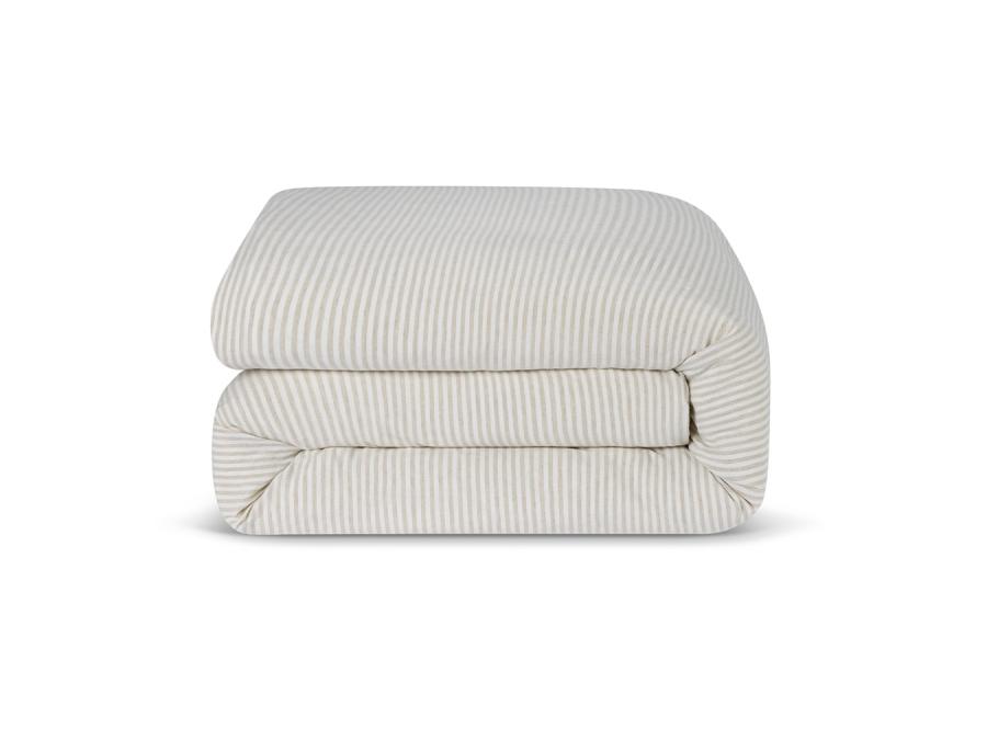 Oatmeal Stripe 100% Linen Duvet Cover Product View