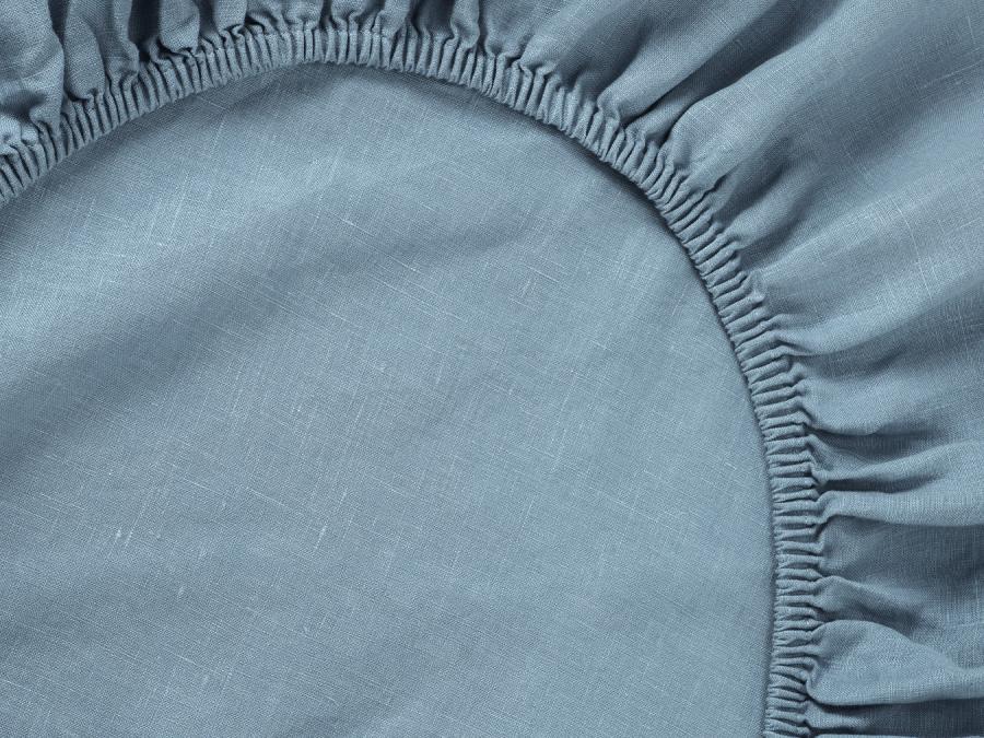 Dusk Blue 100% Linen Fitted Sheet Product View