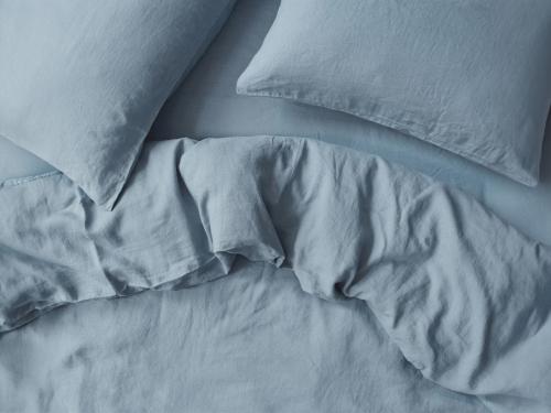 Dusk Blue 100% Linen Overhead View