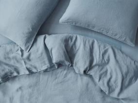 Dusk Blue 100% Linen Overhead View
