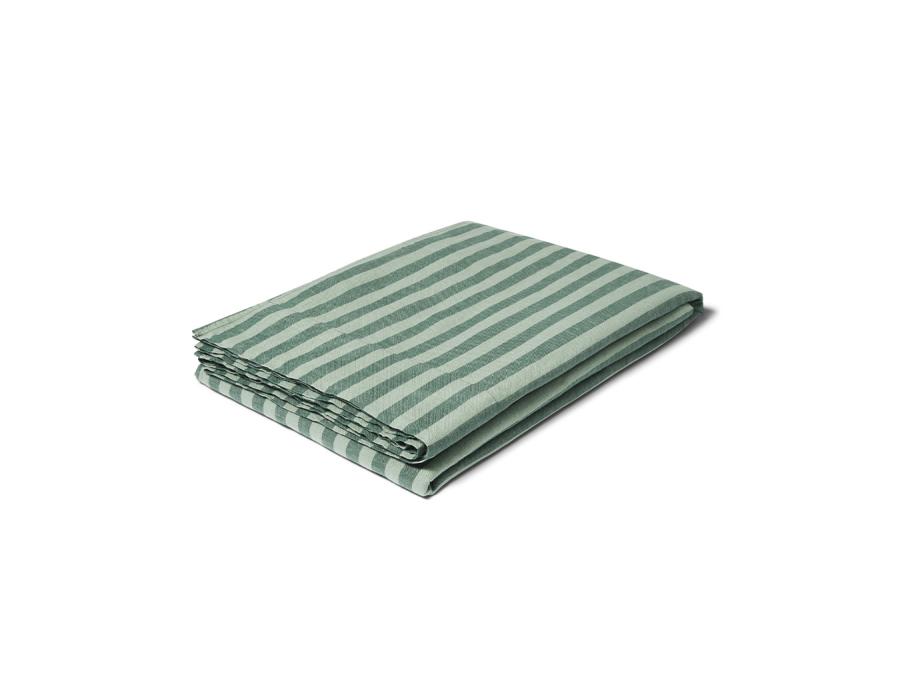Pine Green Pembroke Stripe Linen Blend Flat Sheet Product View