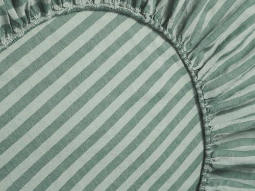 Pine Green Pembroke Stripe Linen Blend Fitted Sheet Product View