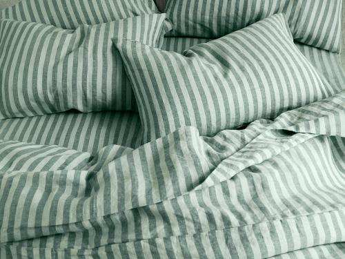 Pine Green Pembroke Stripe Linen Blend Overhead View