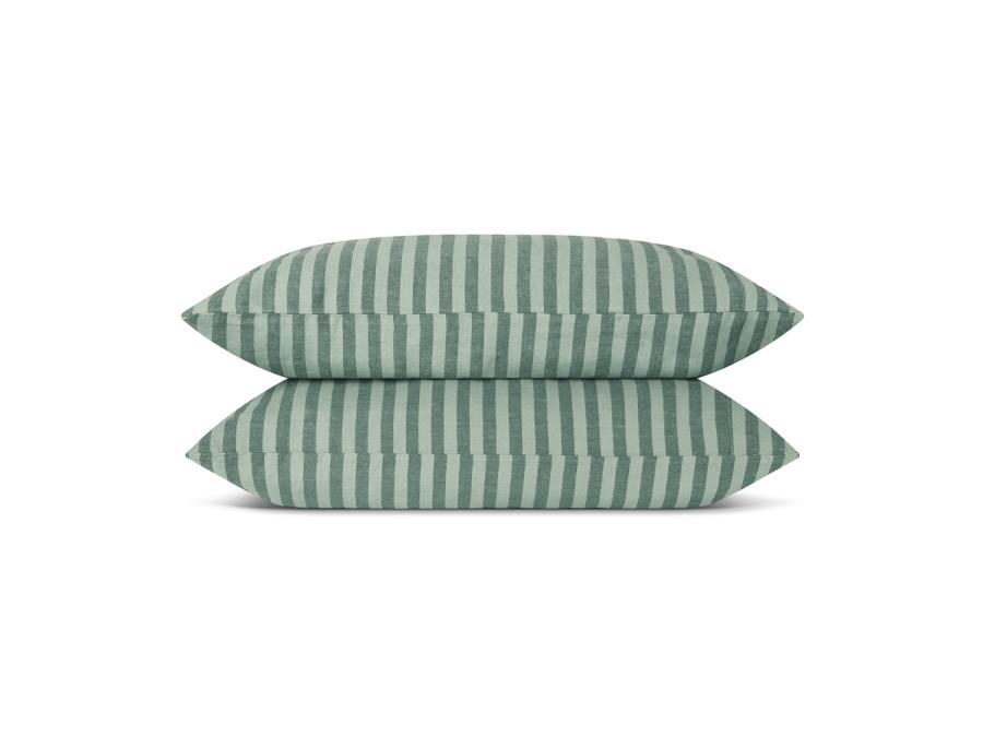 Pine Green Pembroke Stripe Linen Blend Pillowcases Product View