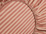 Sandstone Red Pembroke Stripe Linen Blend Fitted Sheet Product View