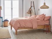 Sandstone Red Pembroke Stripe Linen Blend Duvet Cover Styled Bedroom Setting