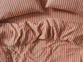 Sandstone Red Pembroke Stripe Linen Blend Overhead View