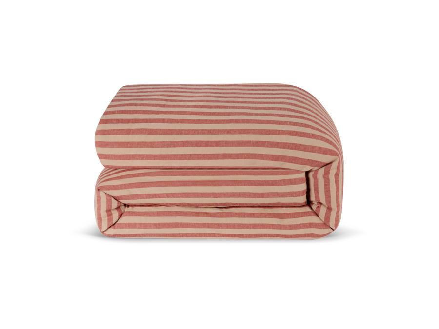 Sandstone Red Pembroke Stripe Linen Blend Duvet Cover Product View