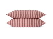 Rhubarb/Rose Pembroke Stripe Linen Blend Pillowcases Product View