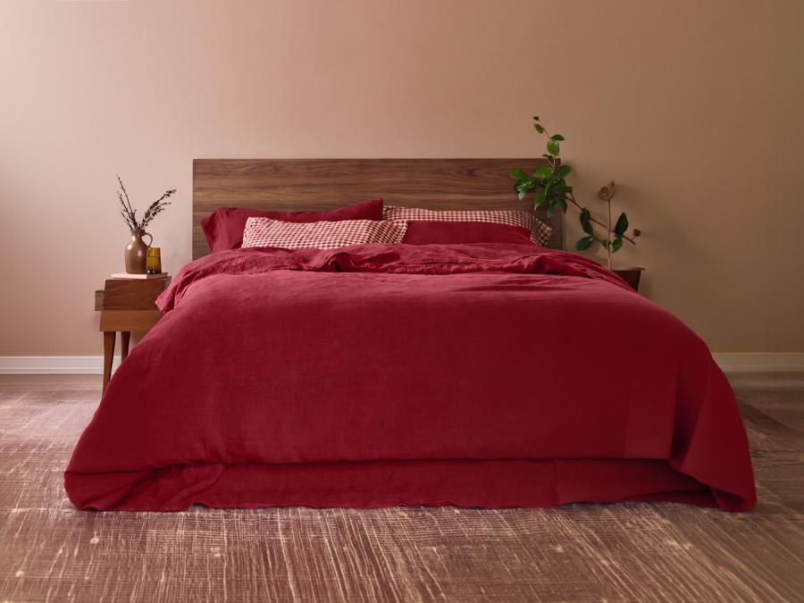 Rhubarb 100% Linen Duvet Cover Styled Bedroom Setting