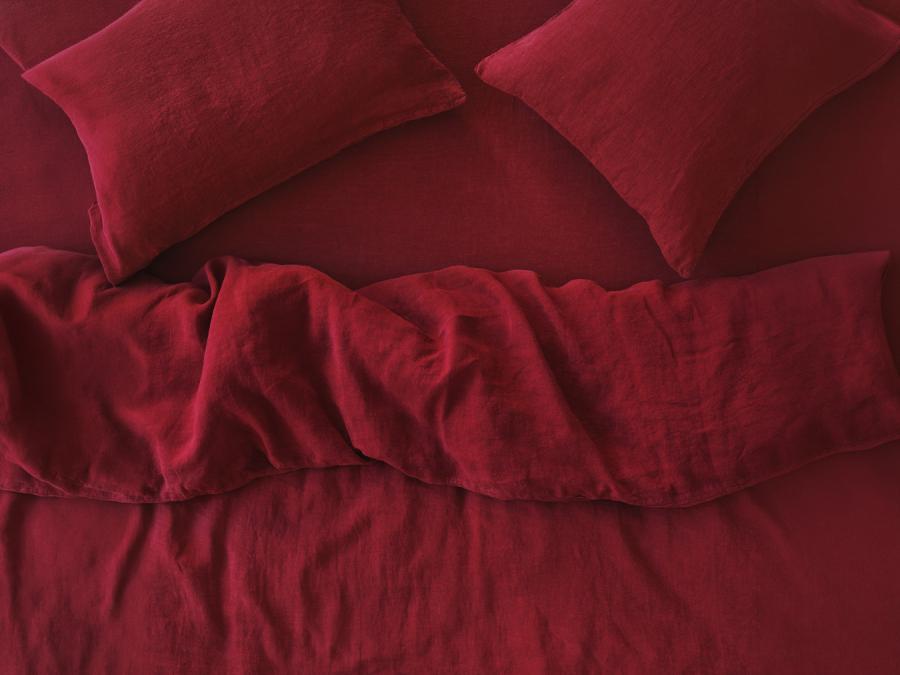 Rhubarb 100% Linen Overhead View