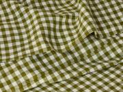 Botanical Green Gingham Linen Blend Flat Sheet Detail