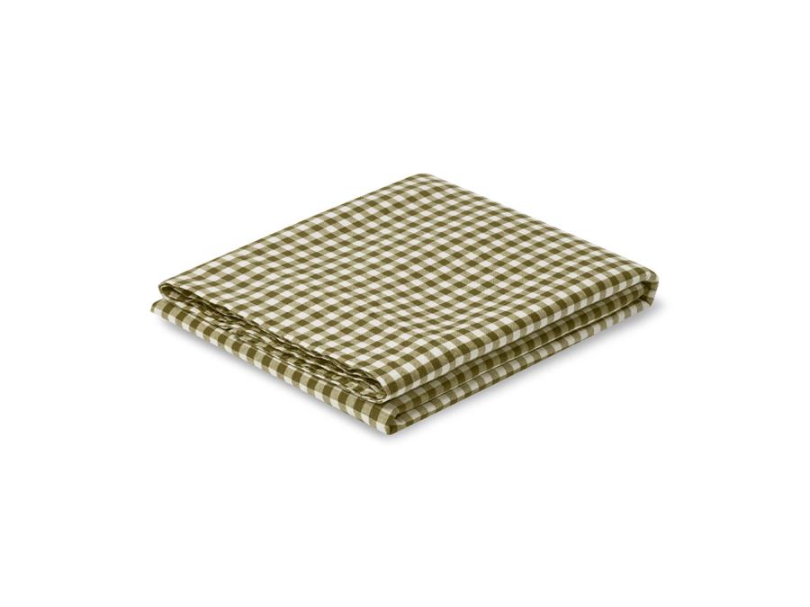 Botanical Green Gingham Linen Blend Flat Sheet Product View