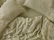 Botanical Green Gingham Linen Blend Overhead View