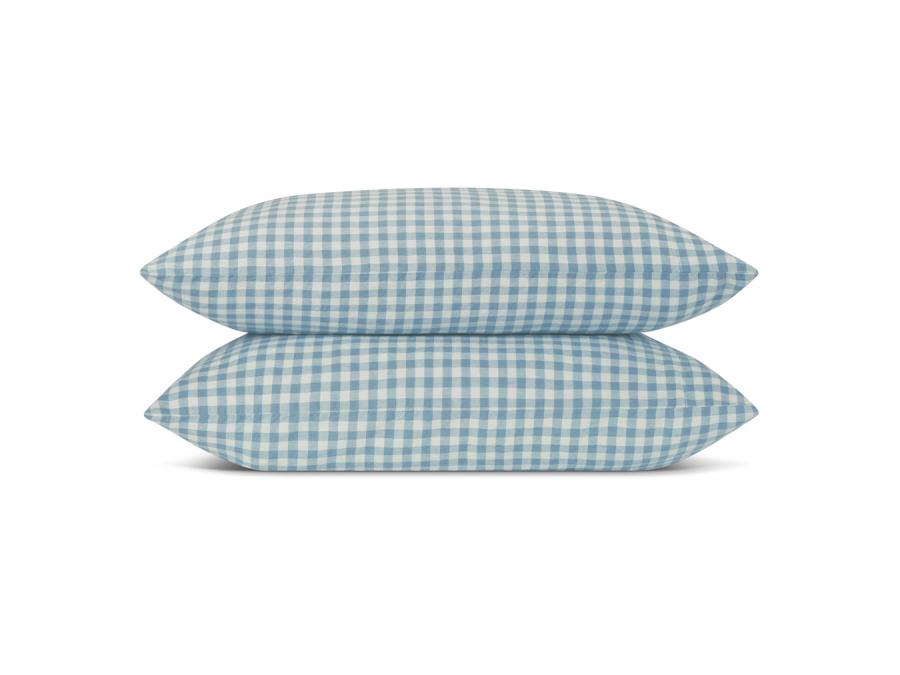 Warm Blue Gingham Linen Blend Pillowcases Product View