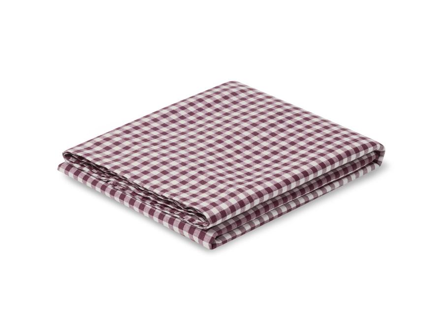 Berry Gingham Linen Blend Flat Sheet Product View