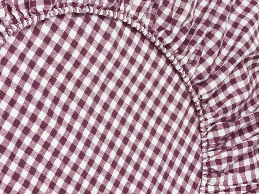 Berry Gingham Linen Blend Fitted Sheet Product View