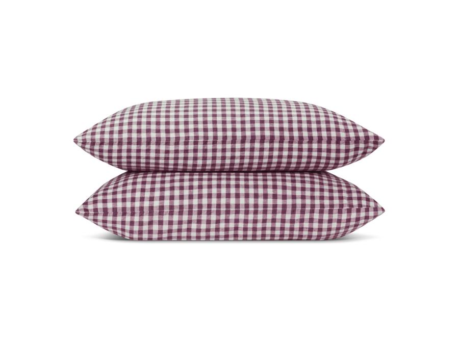 Berry Gingham Linen Blend Pillowcases Product View