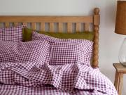 Berry Gingham Linen Blend Pillowcases Styled Bedroom Setting