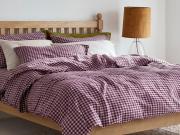 Berry Gingham Linen Blend Duvet Cover Styled Bedroom Setting