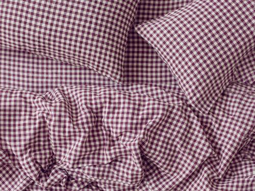 Berry Gingham Linen Blend Overhead View