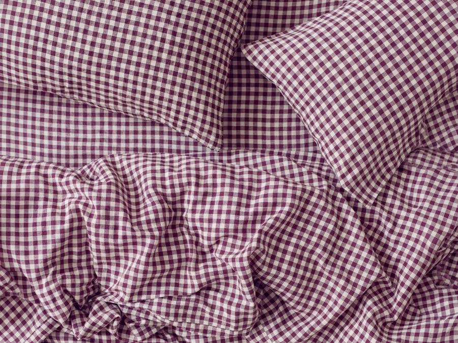 Berry Gingham Linen Blend Overhead View
