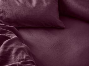 Berry Linen Blend Fitted Sheet Overhead View
