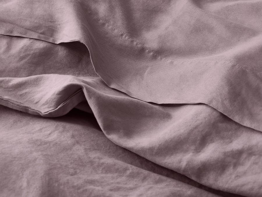 Elderberry Linen Blend Flat Sheet Detail