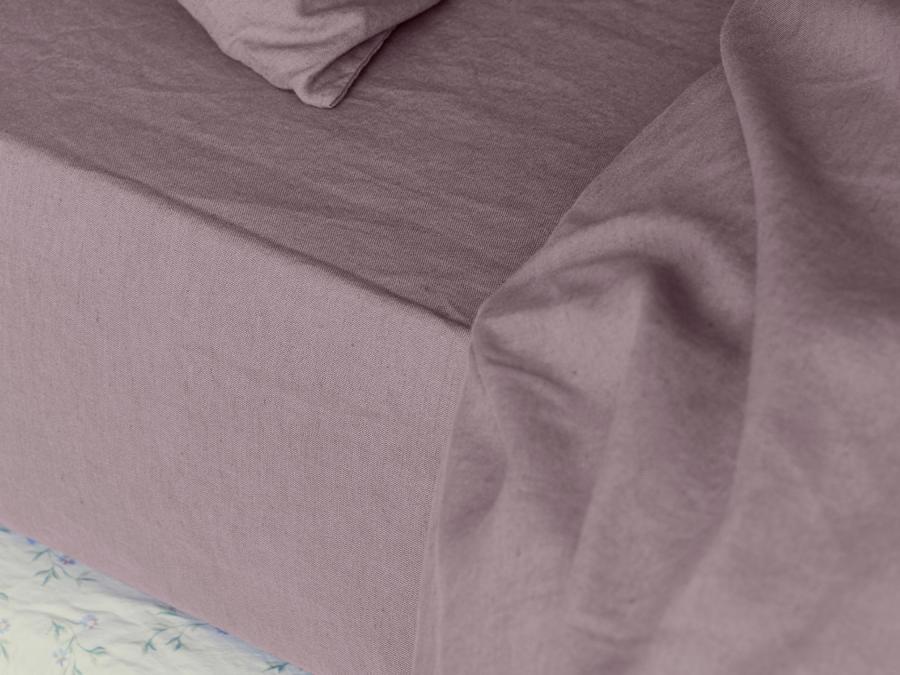 Elderberry Linen Blend Fitted Sheet Styled Bedroom Setting