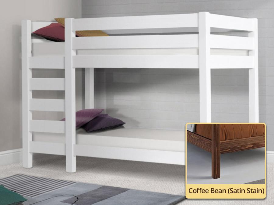 solid wood bunk bed in coffee bean finish