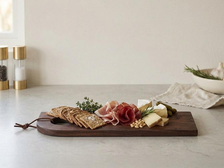 Charcuterie Board Solid Hardwood With Food