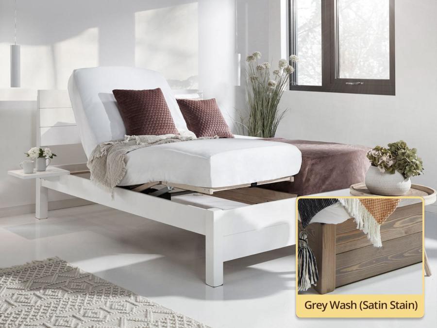chelsea adjustable bed in grey wash