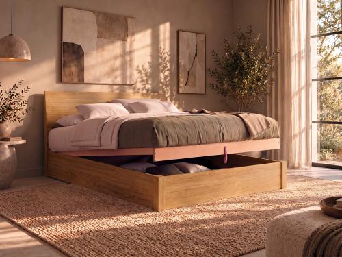 Solid Oak Chelsea Ottoman Storage Bed