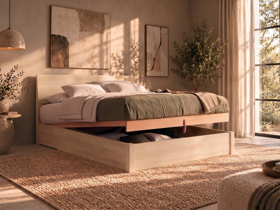 Solid Maple Chelsea Ottoman Storage Bed