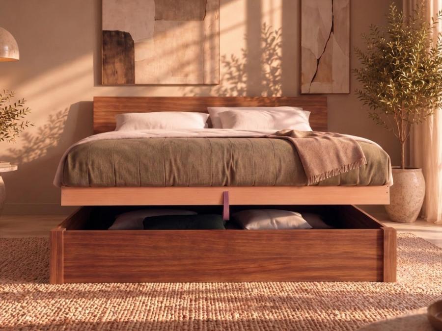 Solid Sapele Chelsea Ottoman Storage Bed Front View