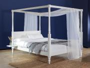 wooden four poster bed country design with drapes