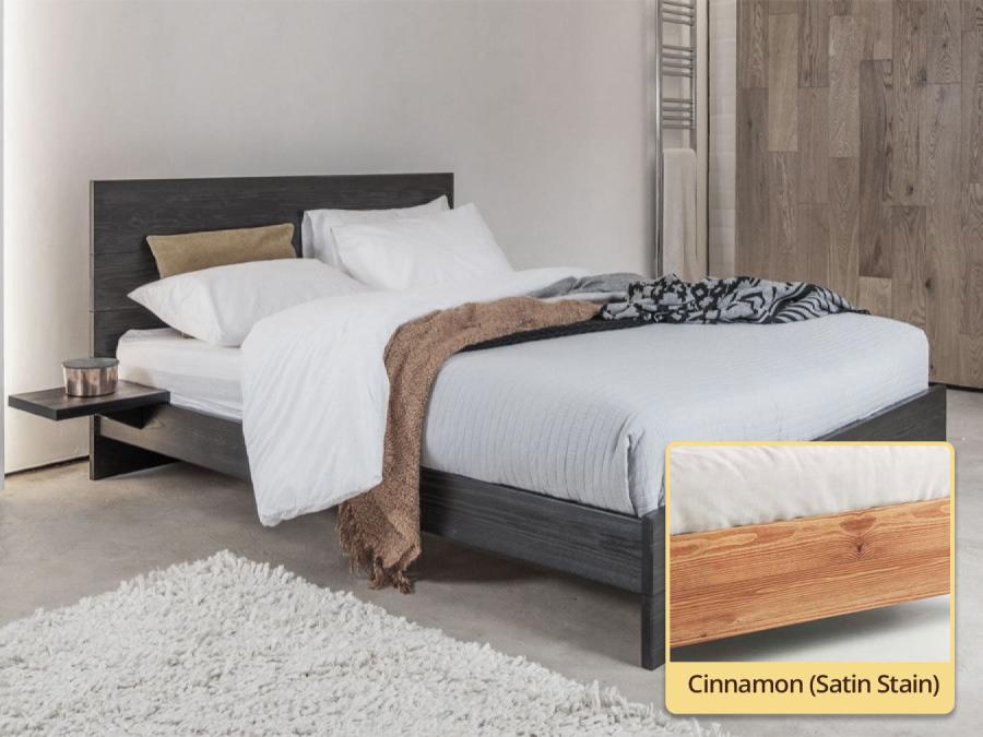 cinnamon finish enkel design platform wooden bed frame