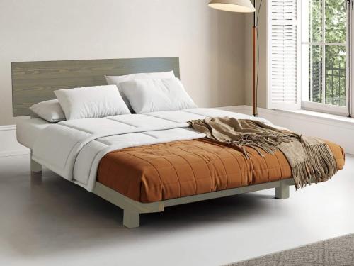 grey wash floating bed frame
