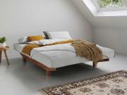 solid oak floating platform bed frame space saver design without headboard