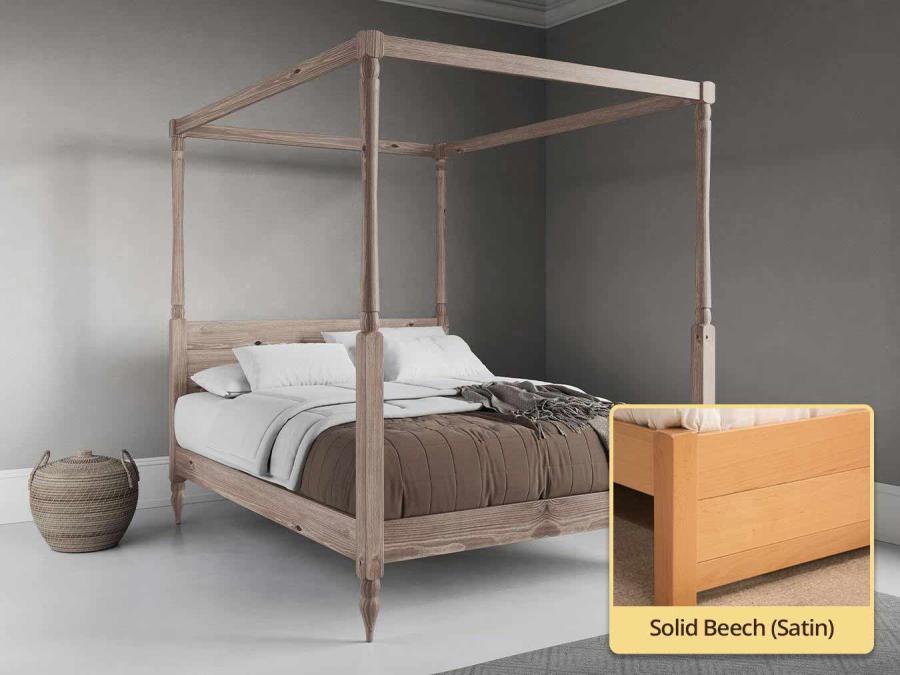 Four Poster Canopy Country Wooden Bed Beech By Get Laid Beds