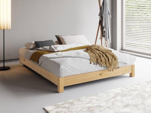 low platform bed natural wood