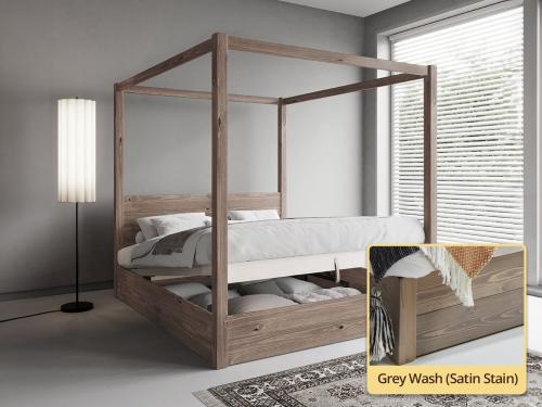 grey wash ottoman four poster storage bed frame