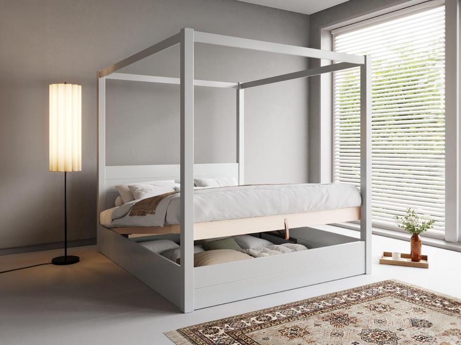 white ottoman four poster storage bed by get laid beds