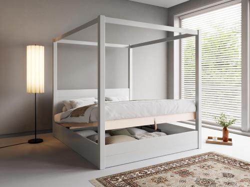 white ottoman four poster storage bed by get laid beds