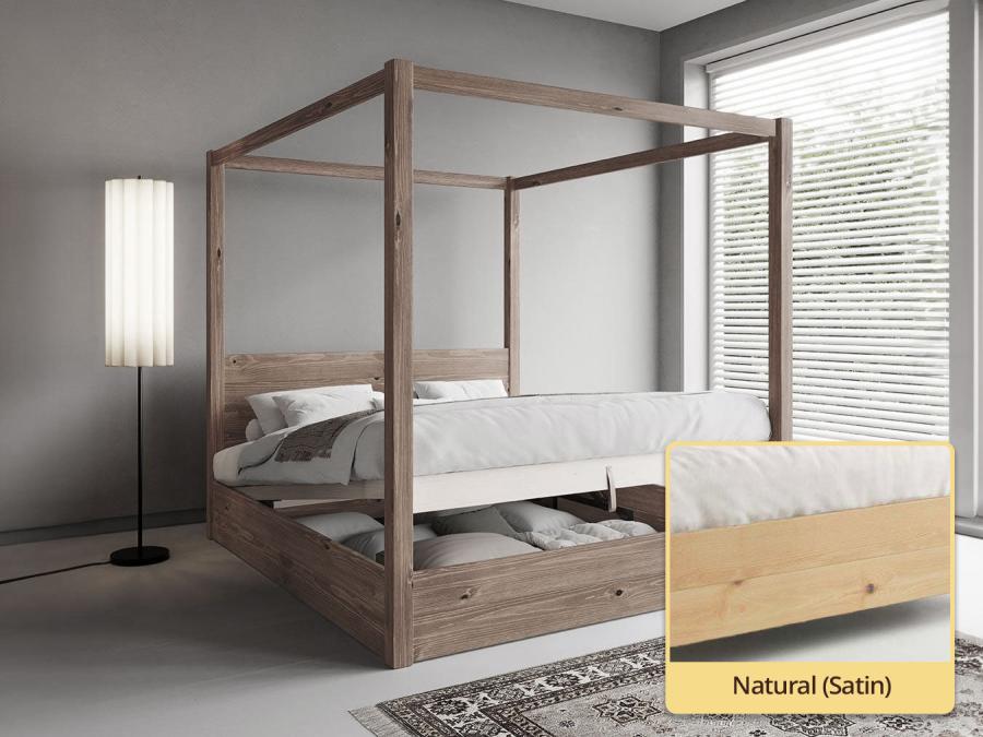 natural wood four poster ottoman bed frame with storage by get laid beds