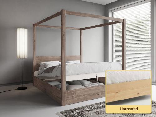 untreated wood four poster storage ottoman bed by get laid beds