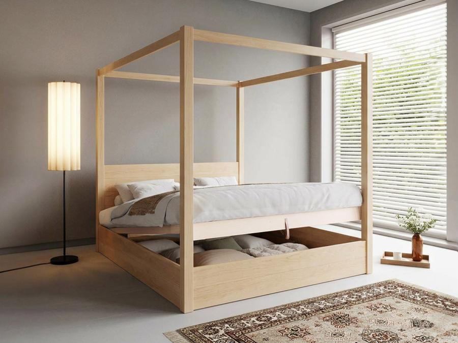 Ottoman Four Poster Bed Maple