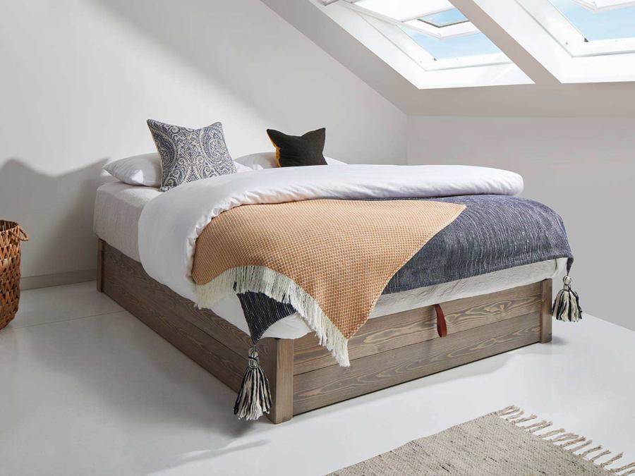 low wooden space saver bed no headboard